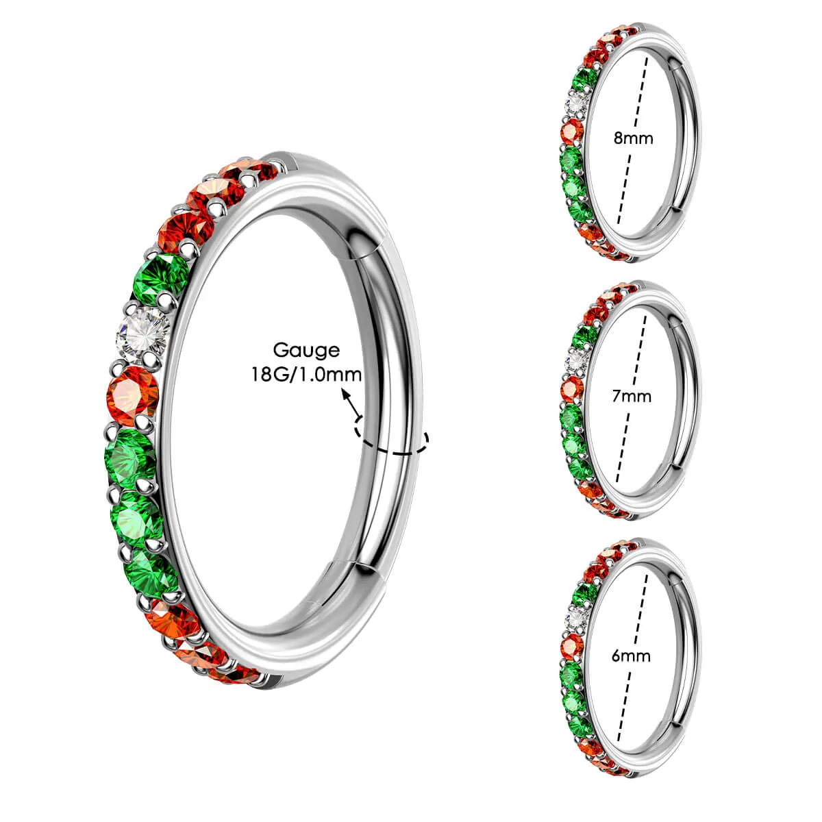 18G Christmas Color Combo Nose Ring