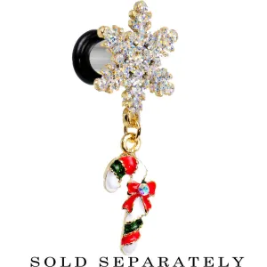 2 Gauge Snowflake and Candy Cane Christmas Single Flare Dangle Plug
