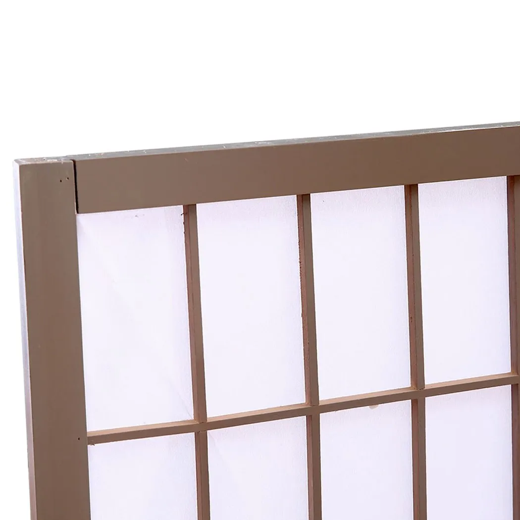 3 Panel Room Divider Screen Door Stand Privacy Fringe Wood Fold Grey