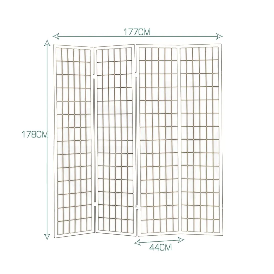 4 Panel Free Standing Foldable  Room Divider Privacy Screen Black Frame