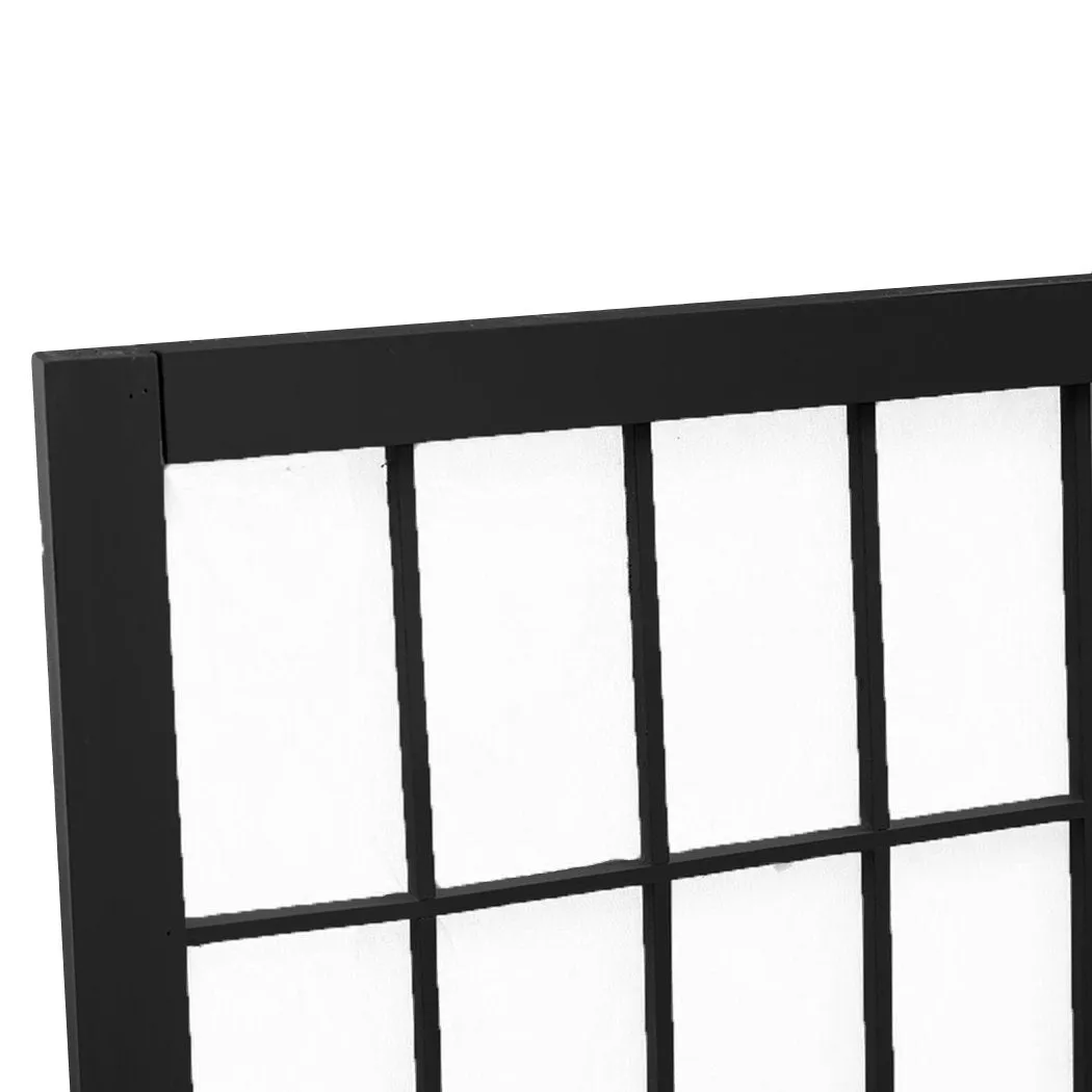 4 Panel Free Standing Foldable  Room Divider Privacy Screen Black Frame
