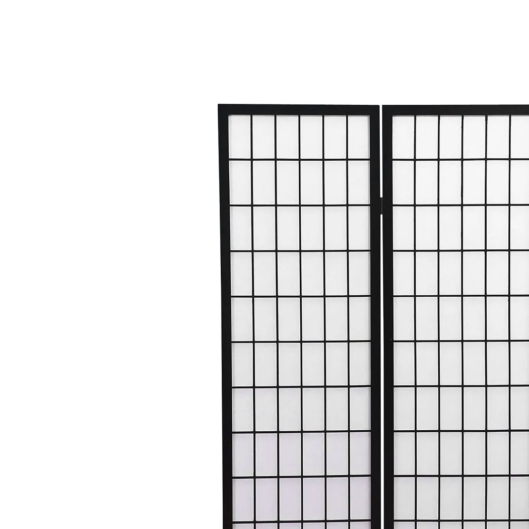 4 Panel Free Standing Foldable  Room Divider Privacy Screen Black Frame
