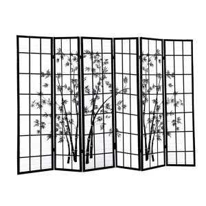 6 Panel Free Standing Foldable  Room Divider Privacy Screen Bamboo Print