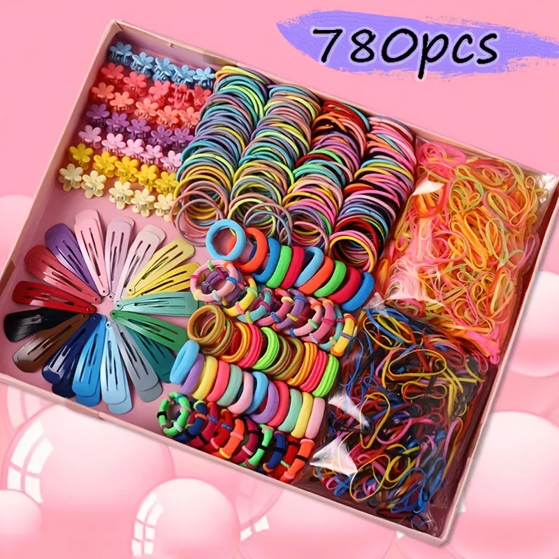 780-piece Girls Hair Accessories Elastic Hair Ties Set