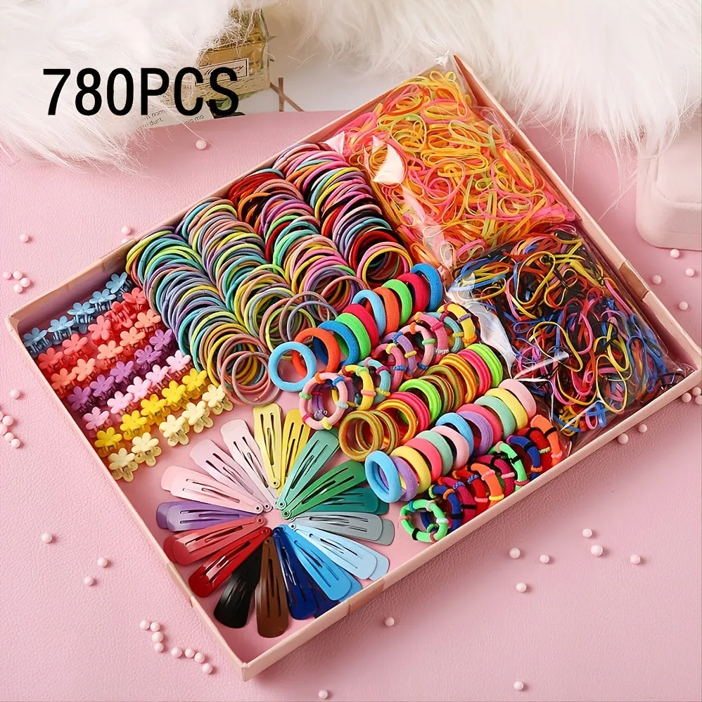 780-piece Girls Hair Accessories Elastic Hair Ties Set