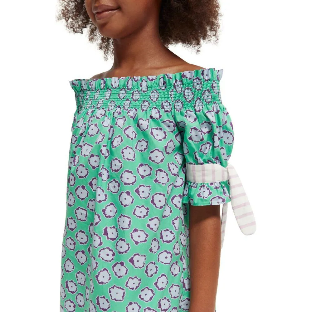 All-Over Printed Off-Shoulder Dress