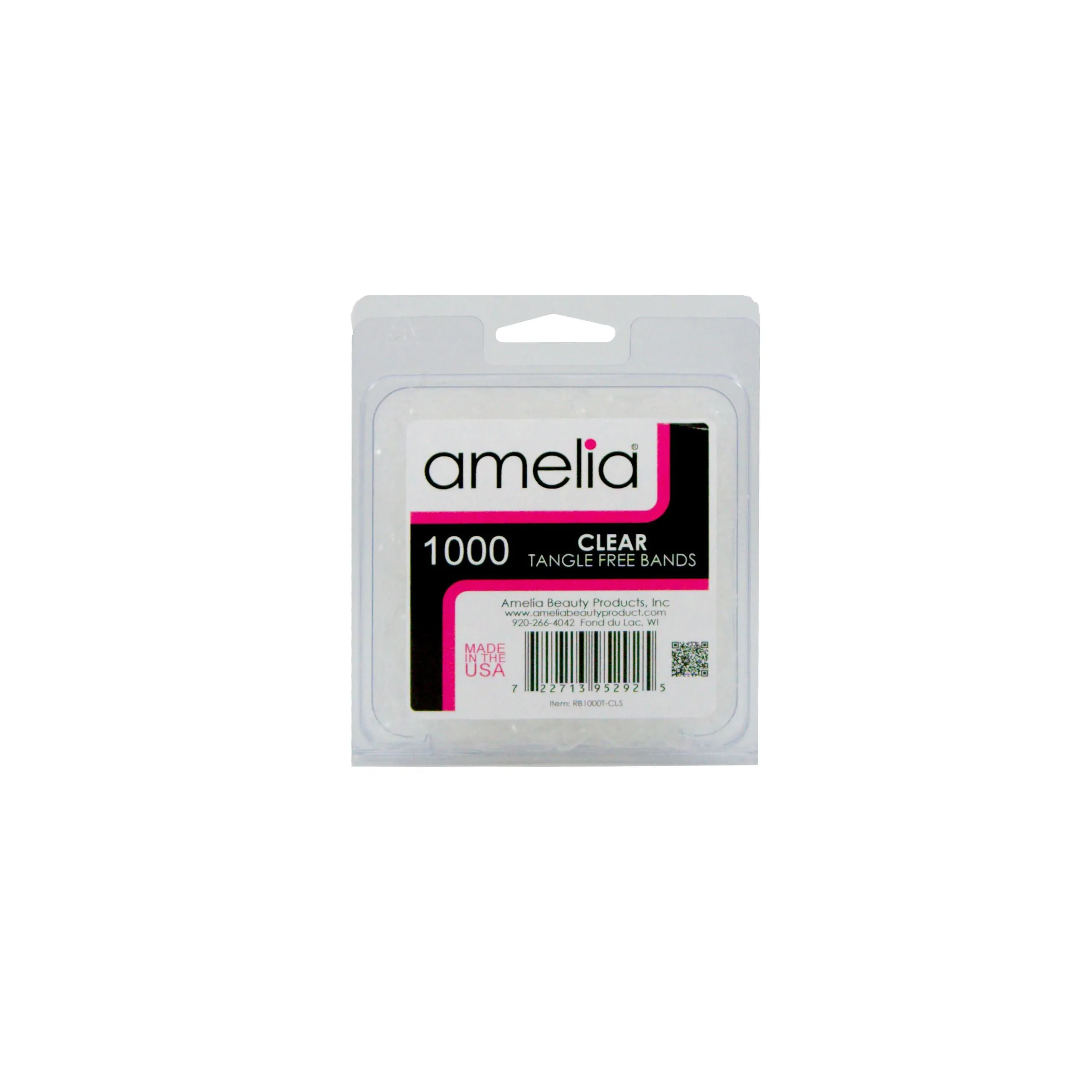Amelia Beauty | 1/2in, Clear, Tangle Free Elastic Pony Tail Holders | Made in USA, Ideal for Ponytails, Braids, Twists. For Women, Girls. Pain Free, Snag Free, Easy Off | 1000 Pack