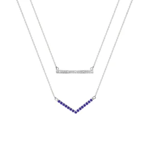 Amethyst and Diamond Layer Necklace