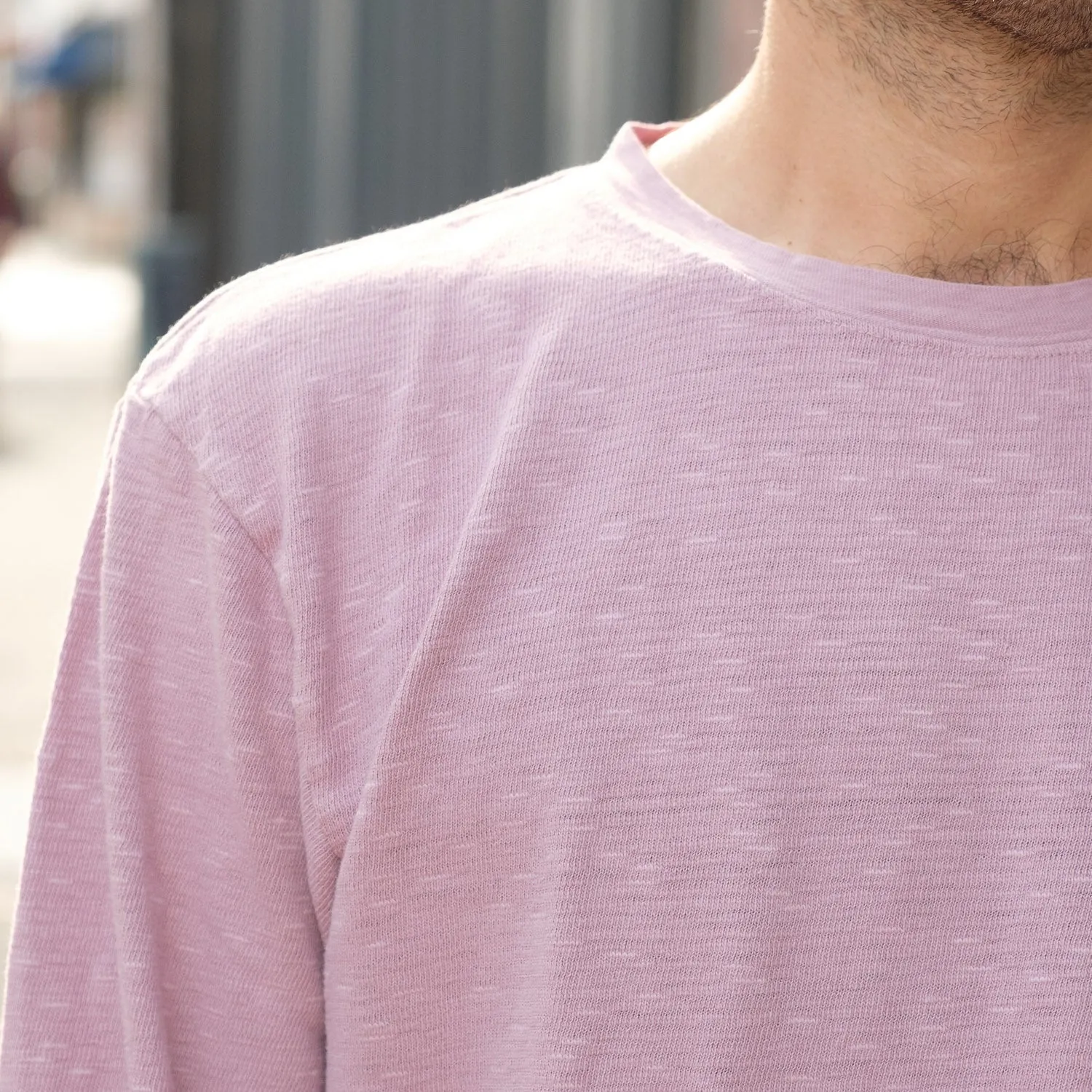 Amuse  Knit Pocket Long Sleeve Tee in Pink