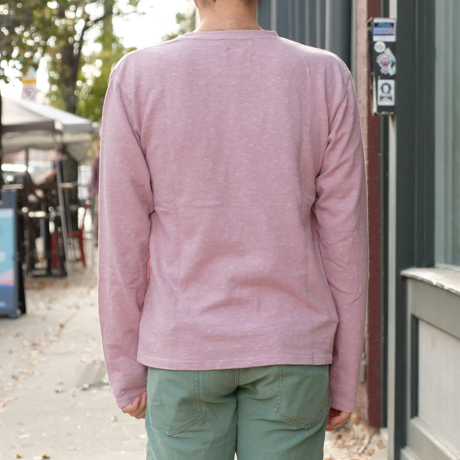 Amuse  Knit Pocket Long Sleeve Tee in Pink