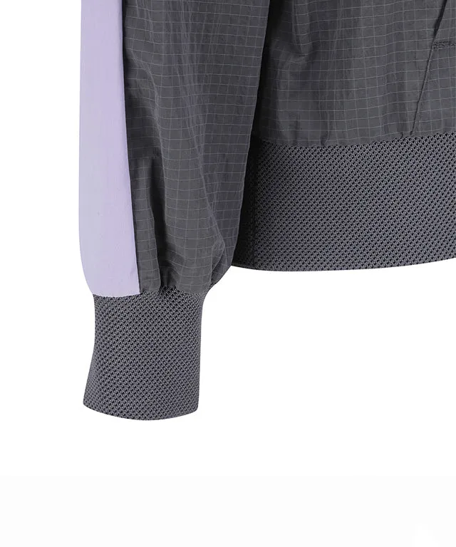 ANEW Golf: Women Ribbed Color Block Anorak - Charcoal Gray
