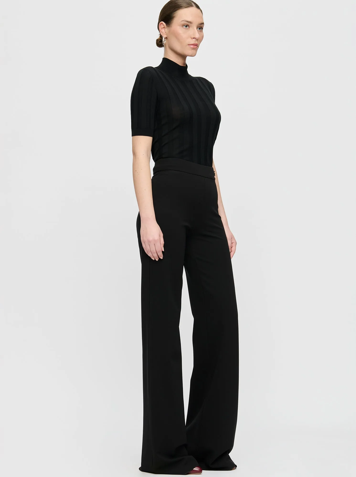 ANOUK Stretch Crepe High Waist Pant Black
