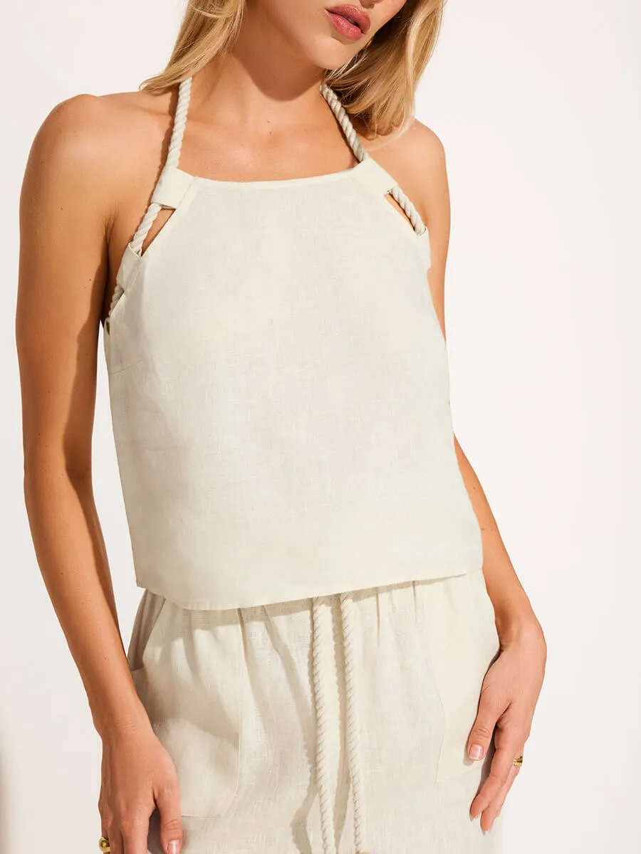 Avery Halter Top in Oatmeal EcoLinen