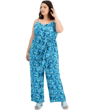 Bar III Womens Plus Size Printed V-Neck Jumpsuit 10836618