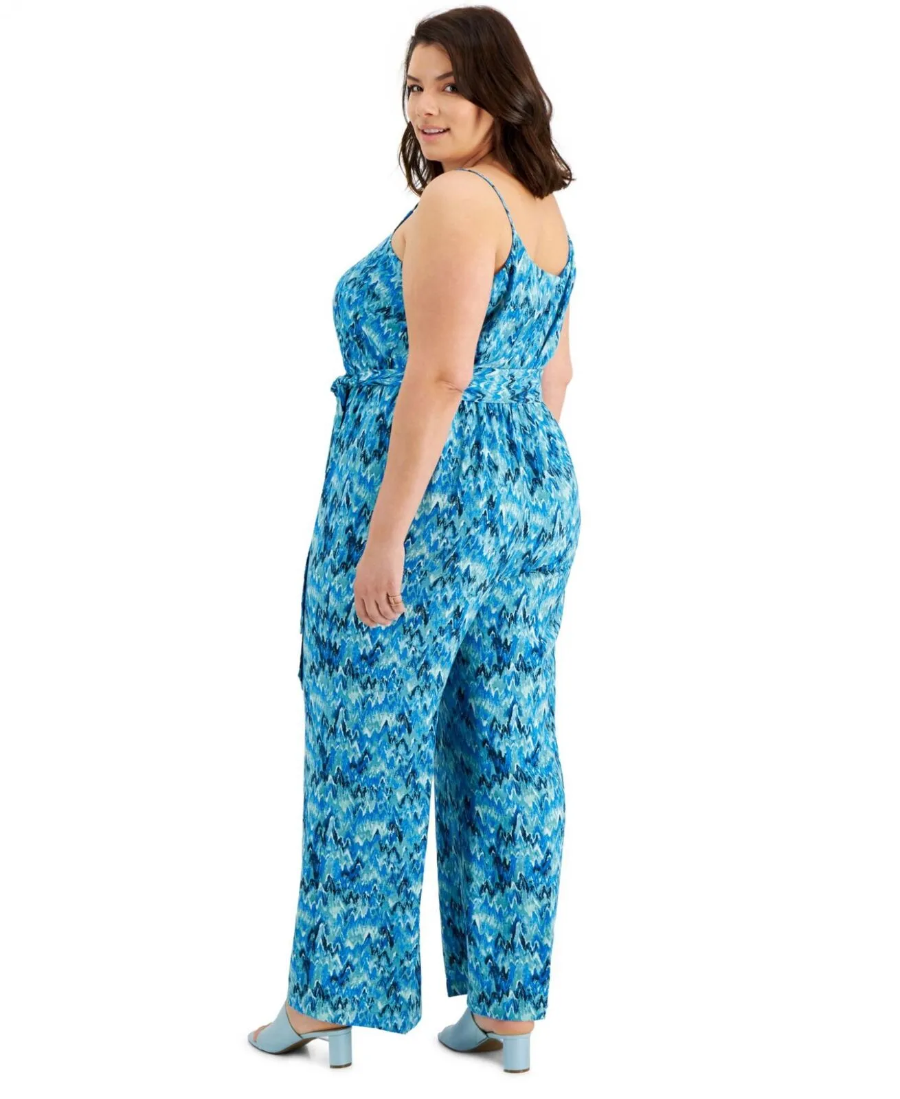 Bar III Womens Plus Size Printed V-Neck Jumpsuit 10836618