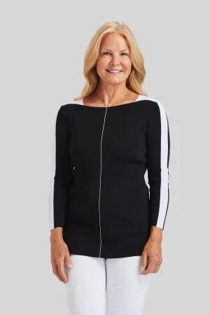 BBQ Whites 3/4 Sleeve Color Block- FINAL SALE