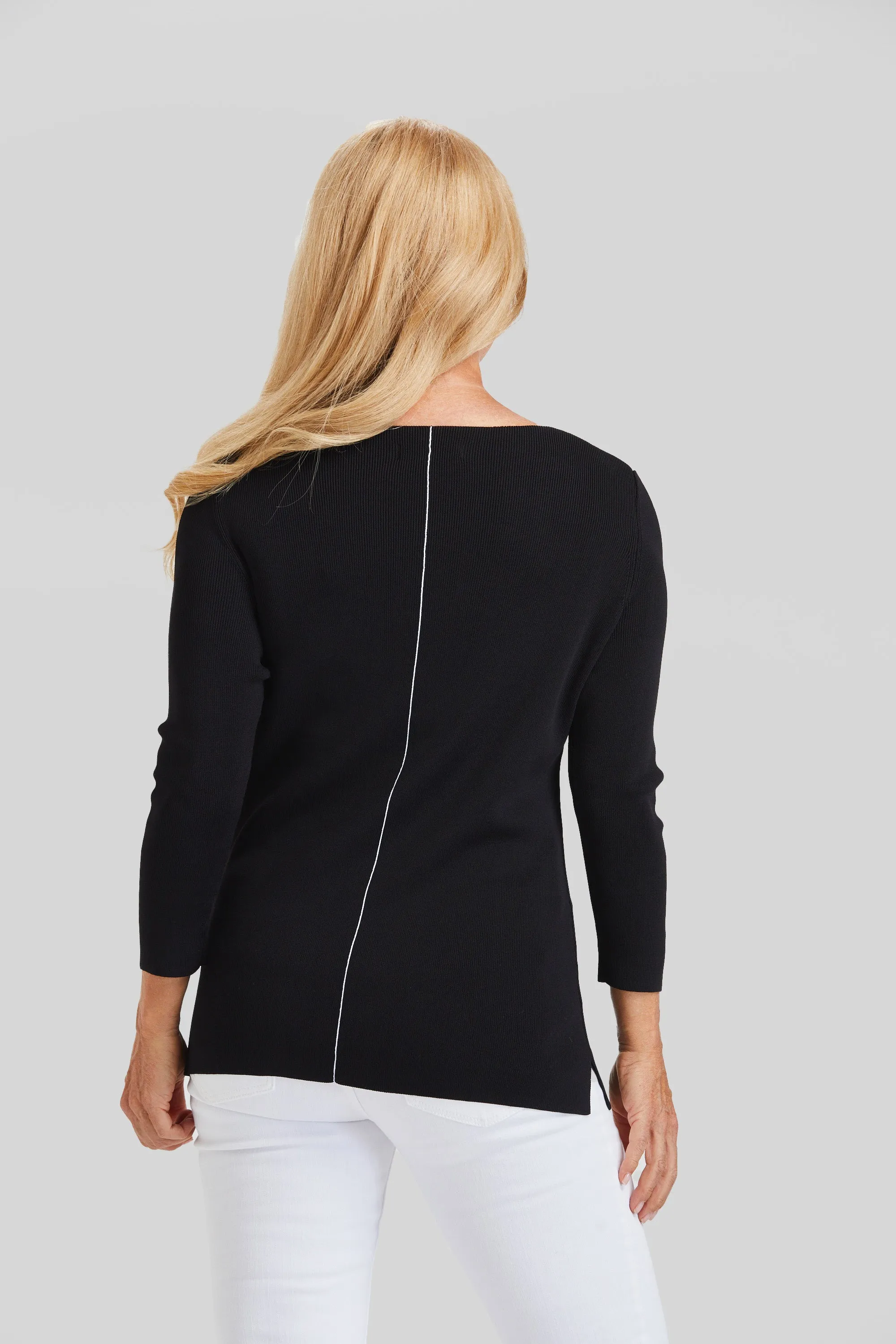 BBQ Whites 3/4 Sleeve Color Block- FINAL SALE