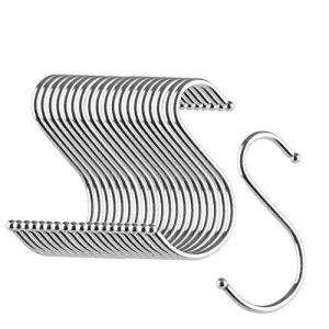 Betrome 20 Pack 3.3" S Hooks, Heavy Duty S Shaped Hooks, S Shape Hangers for Kitchen, Bathroom, Bedroom and Office.