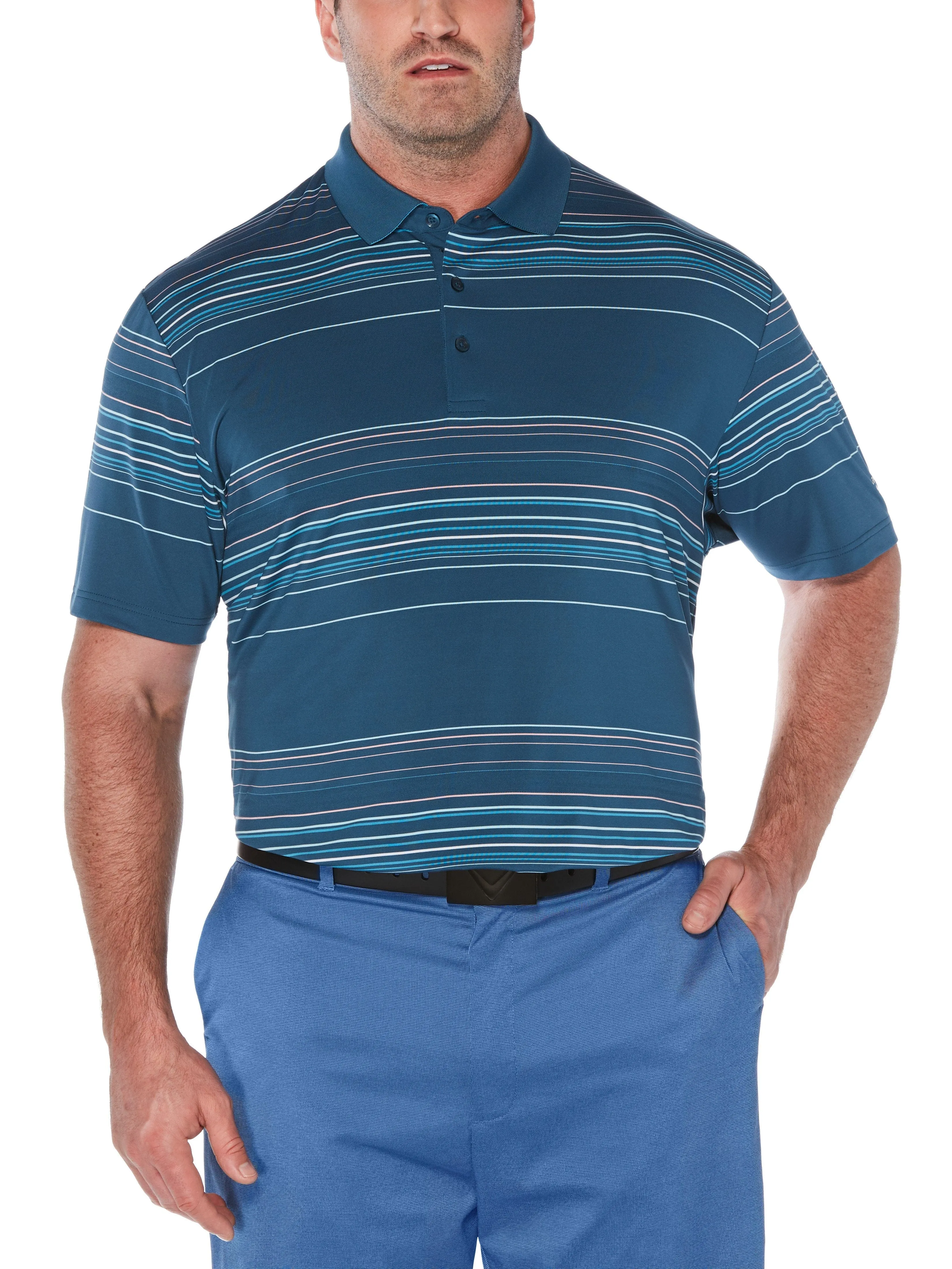 Big & Tall Fine Line Roadmap Stripe Polo