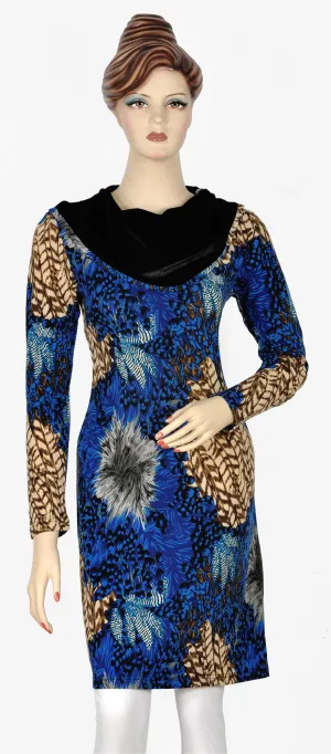 Blue Printed Velvet Top