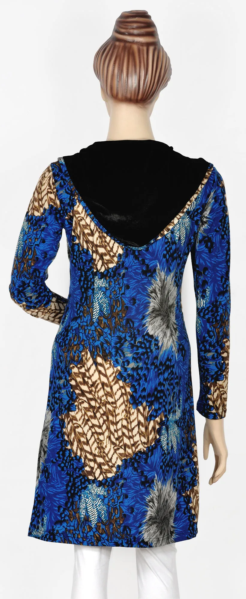 Blue Printed Velvet Top