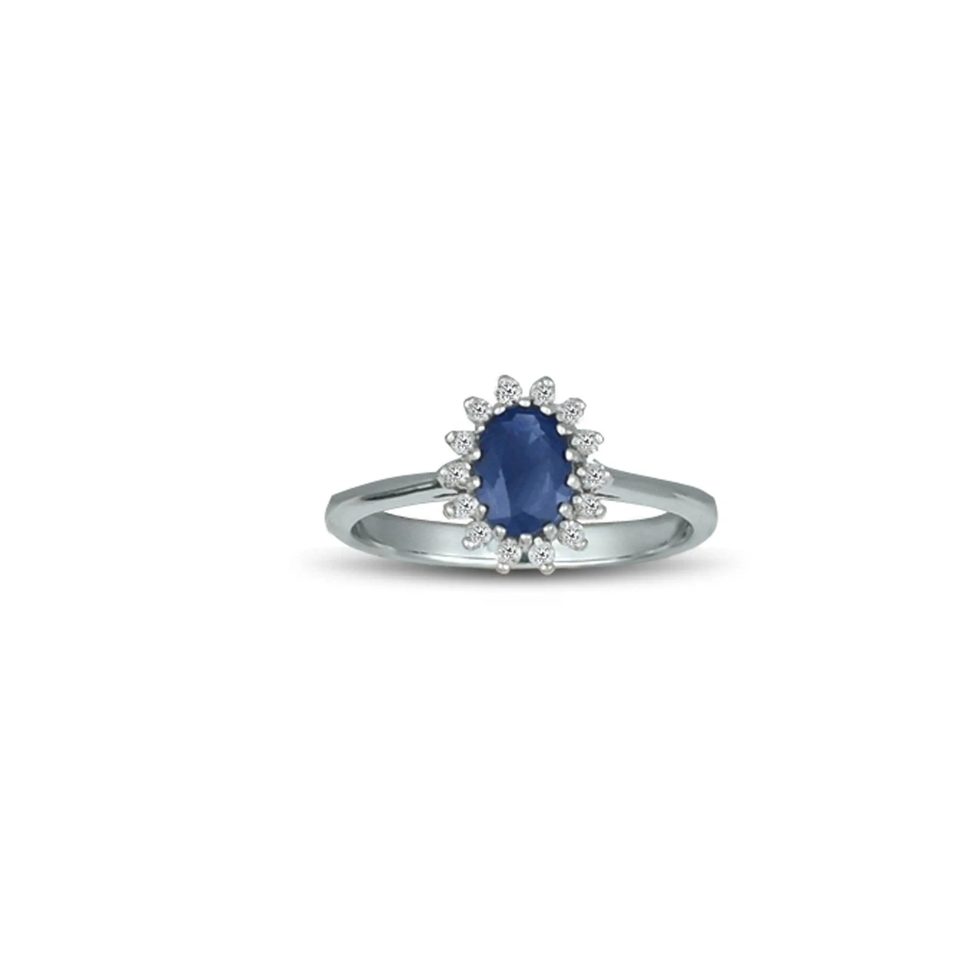 Blue Sapphire and Diamond Accent Fashion Ring in Silver