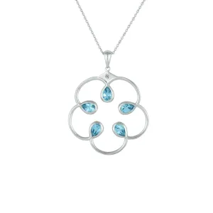 Blue Topaz and Diamond Accent Fashion Pendant in Silver