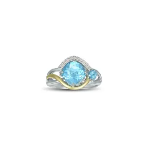 Blue Topaz and Diamond Accent Ring in Silver & 10K