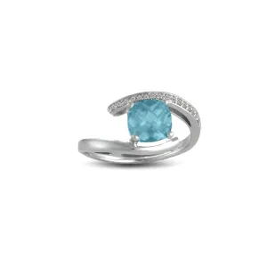 Blue Topaz and Diamond Accent Ring in Sterling Silver