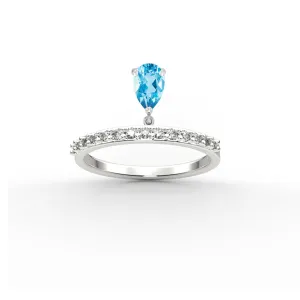 Blue Topaz and Diamond Dangle Ring