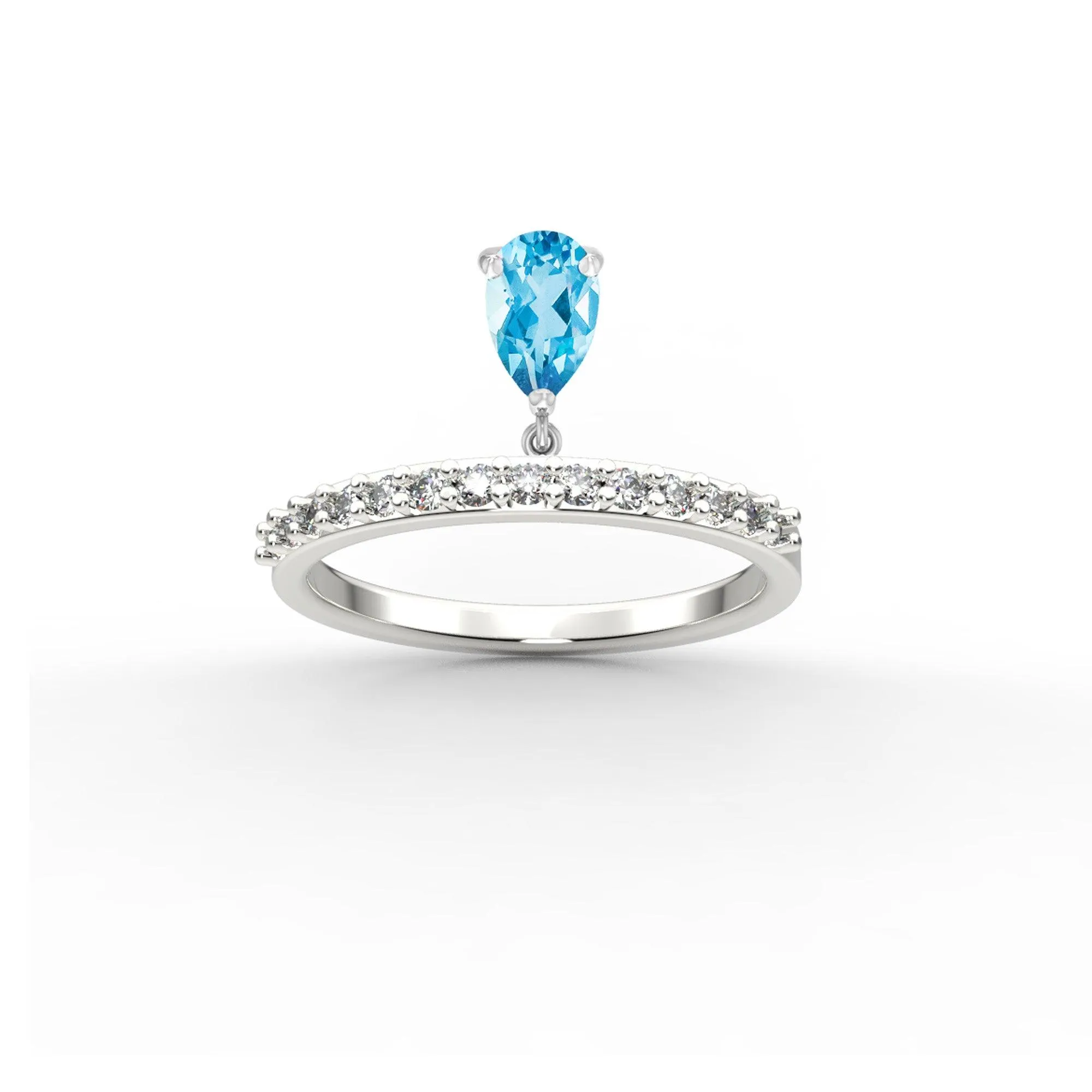 Blue Topaz and Diamond Dangle Ring