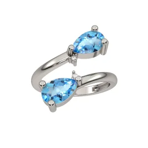 Blue Topaz and Diamond Fashion Silver Ring