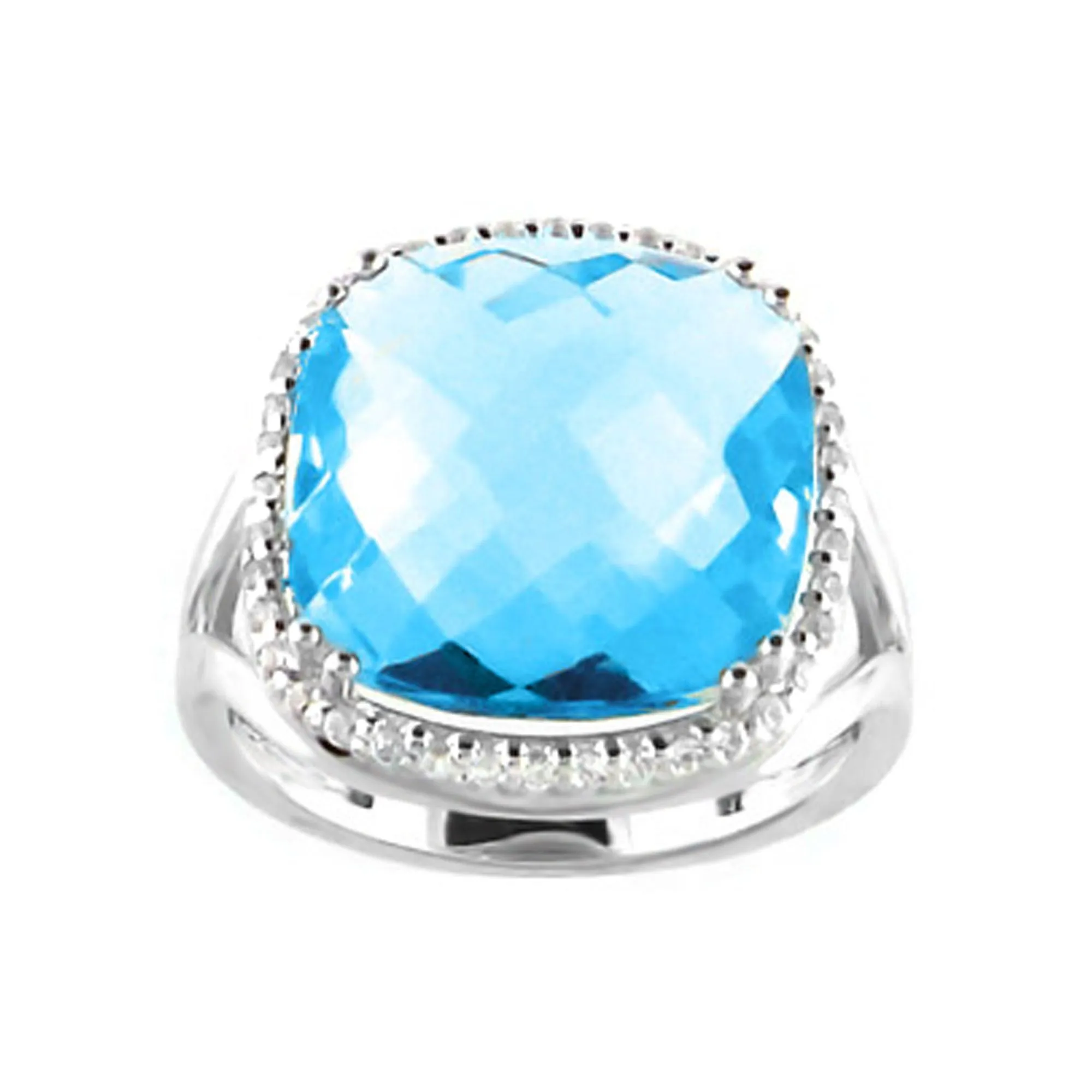 Blue Topaz and Diamond Ring