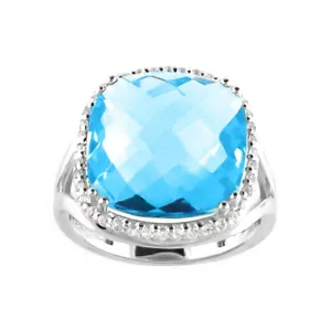 Blue Topaz and Diamond Ring