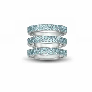 Blue Topaz Three Row Geo Ring in Sterling Silver
