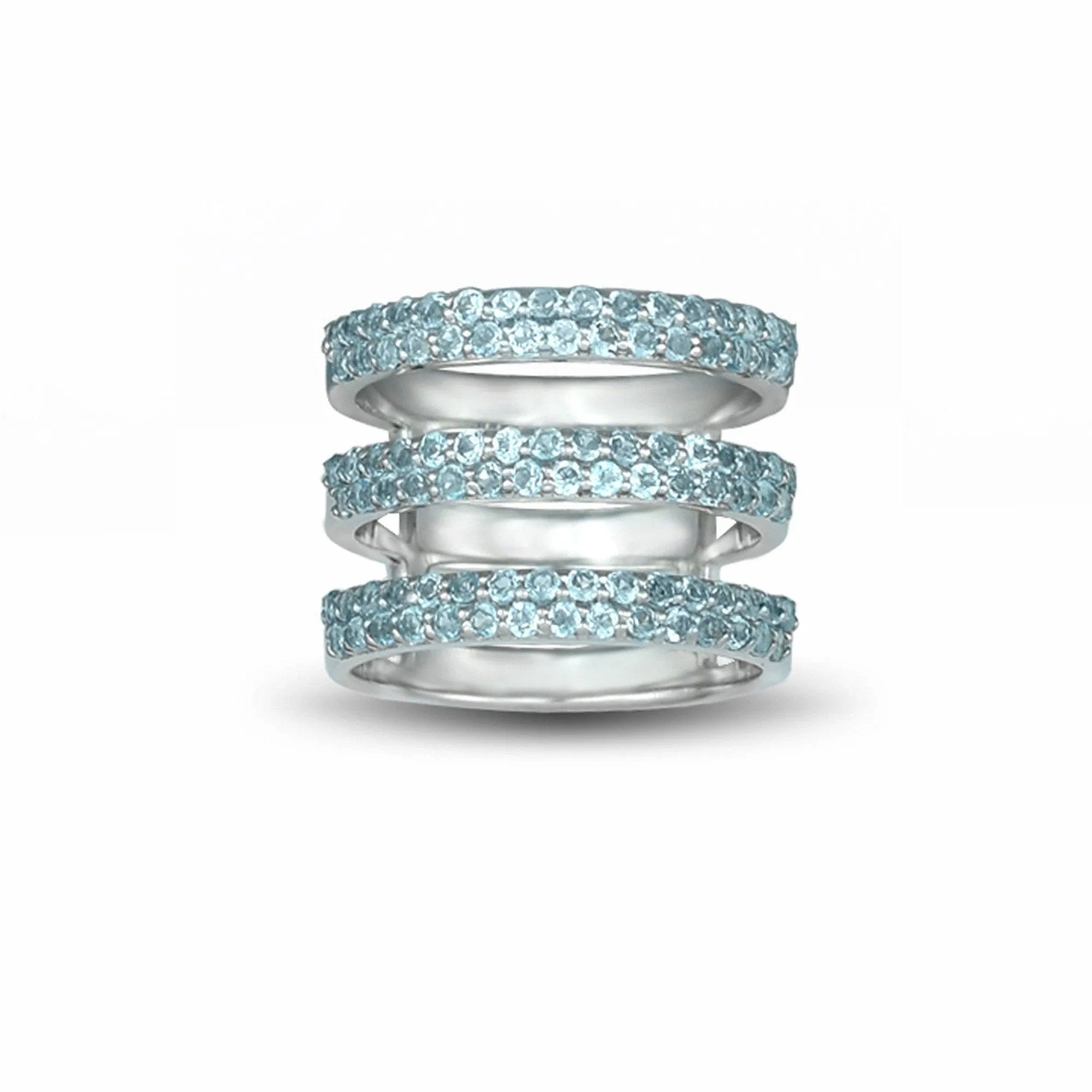 Blue Topaz Three Row Geo Ring in Sterling Silver