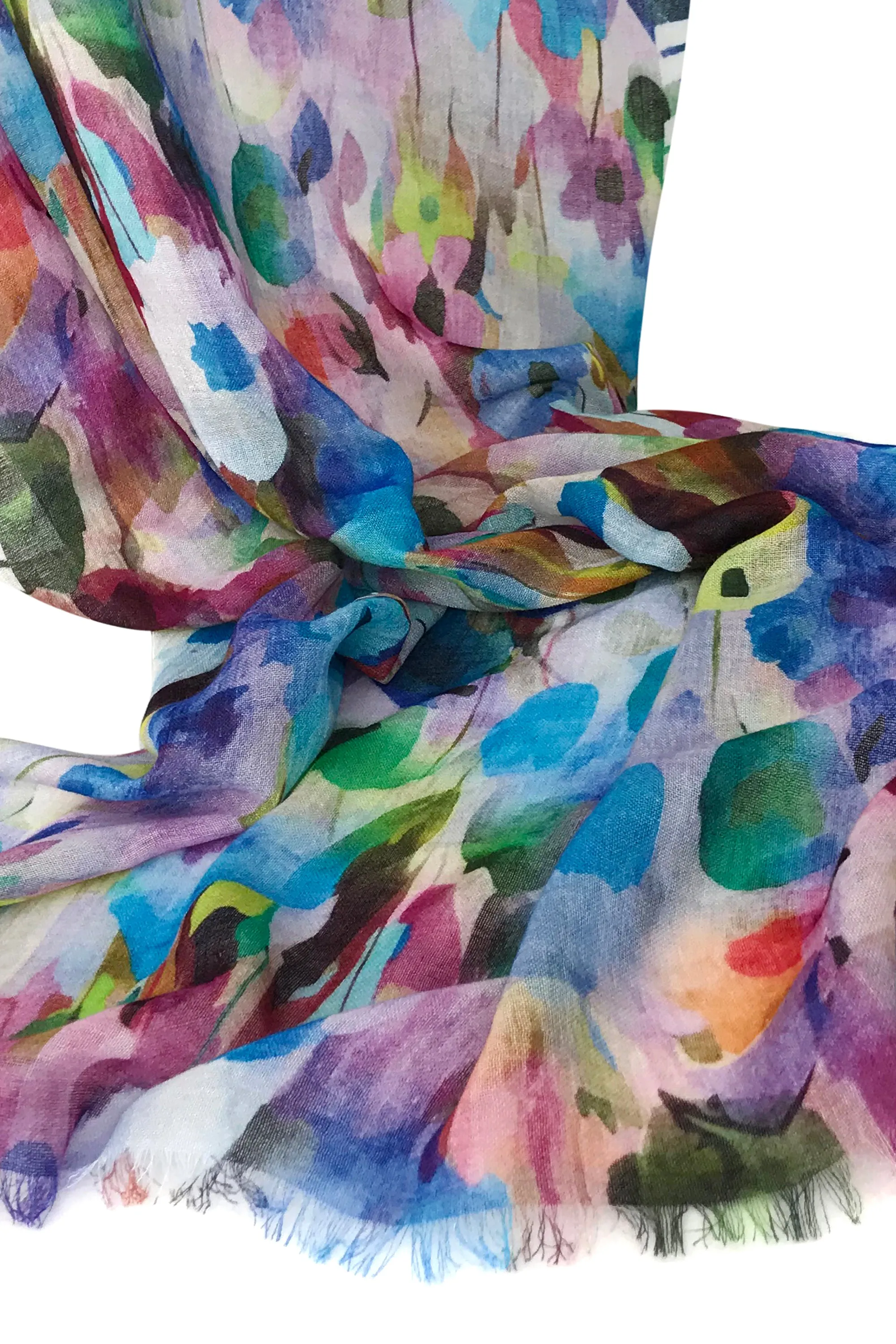 Blue Watercolour Cashmere Scarf