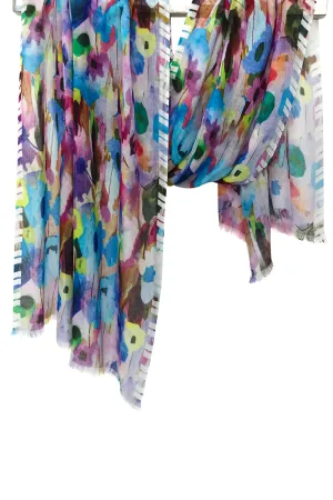 Blue Watercolour Cashmere Scarf
