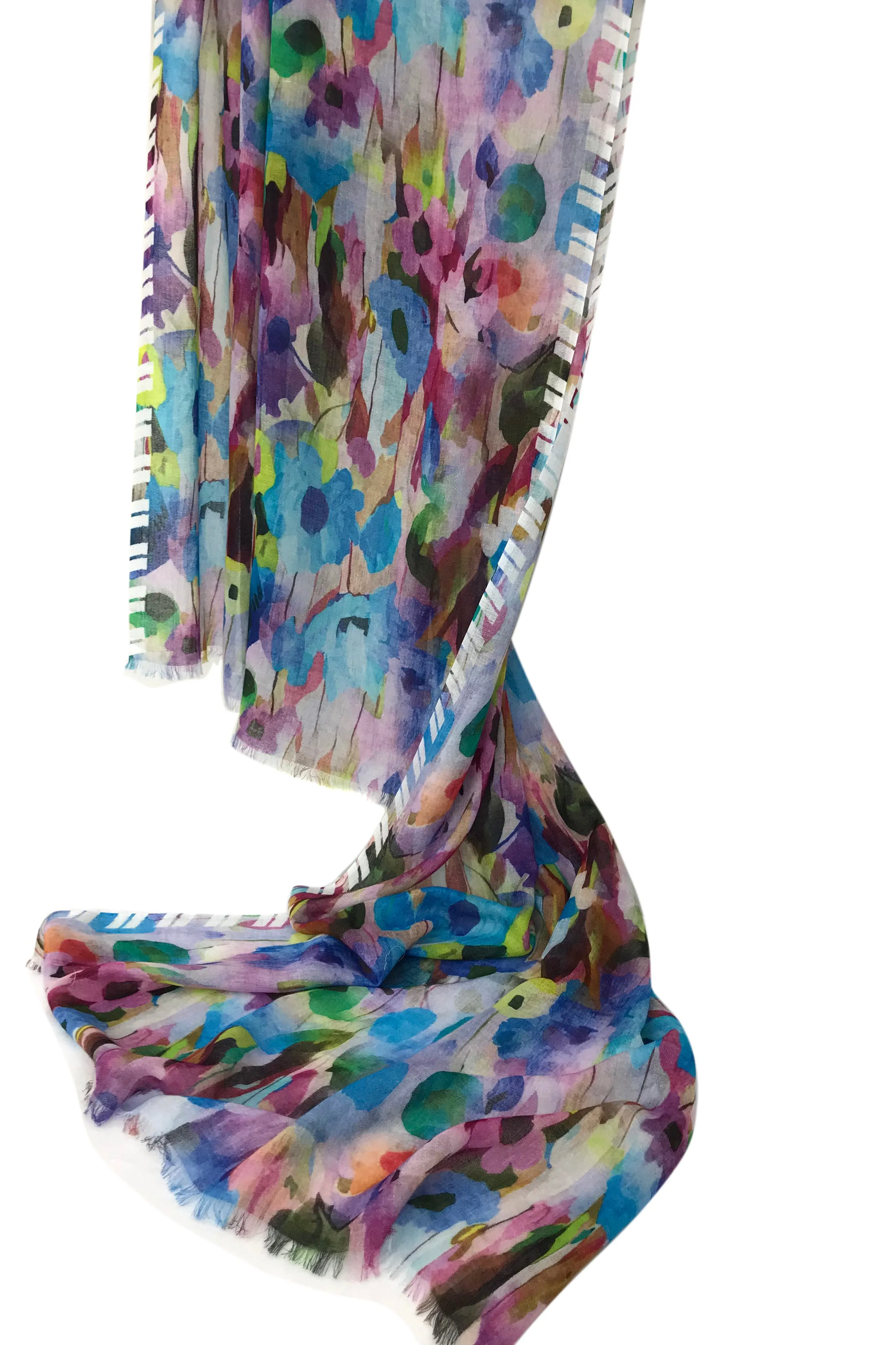 Blue Watercolour Cashmere Scarf