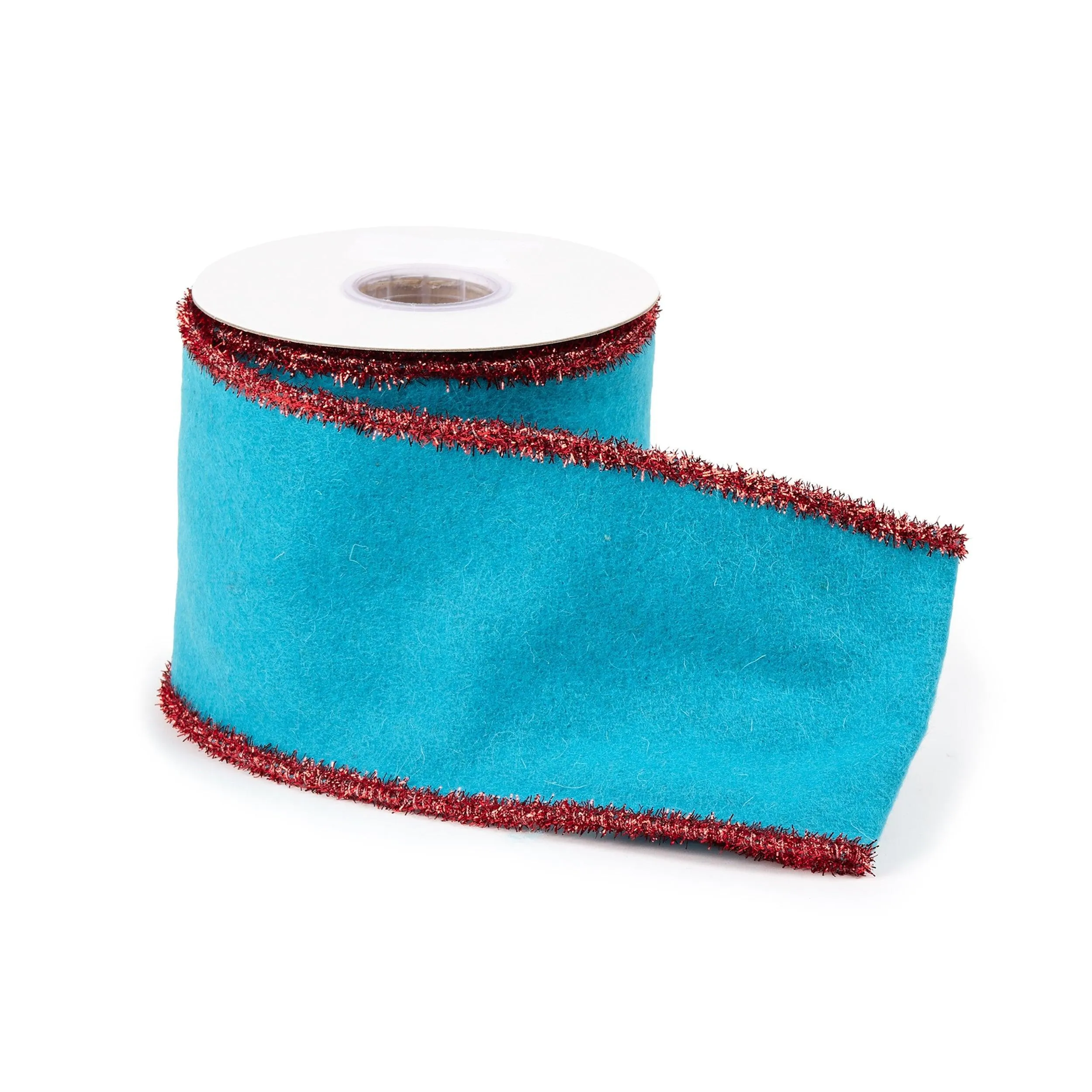 Blue Wool and Red Wired Ribbon (Set of 2)