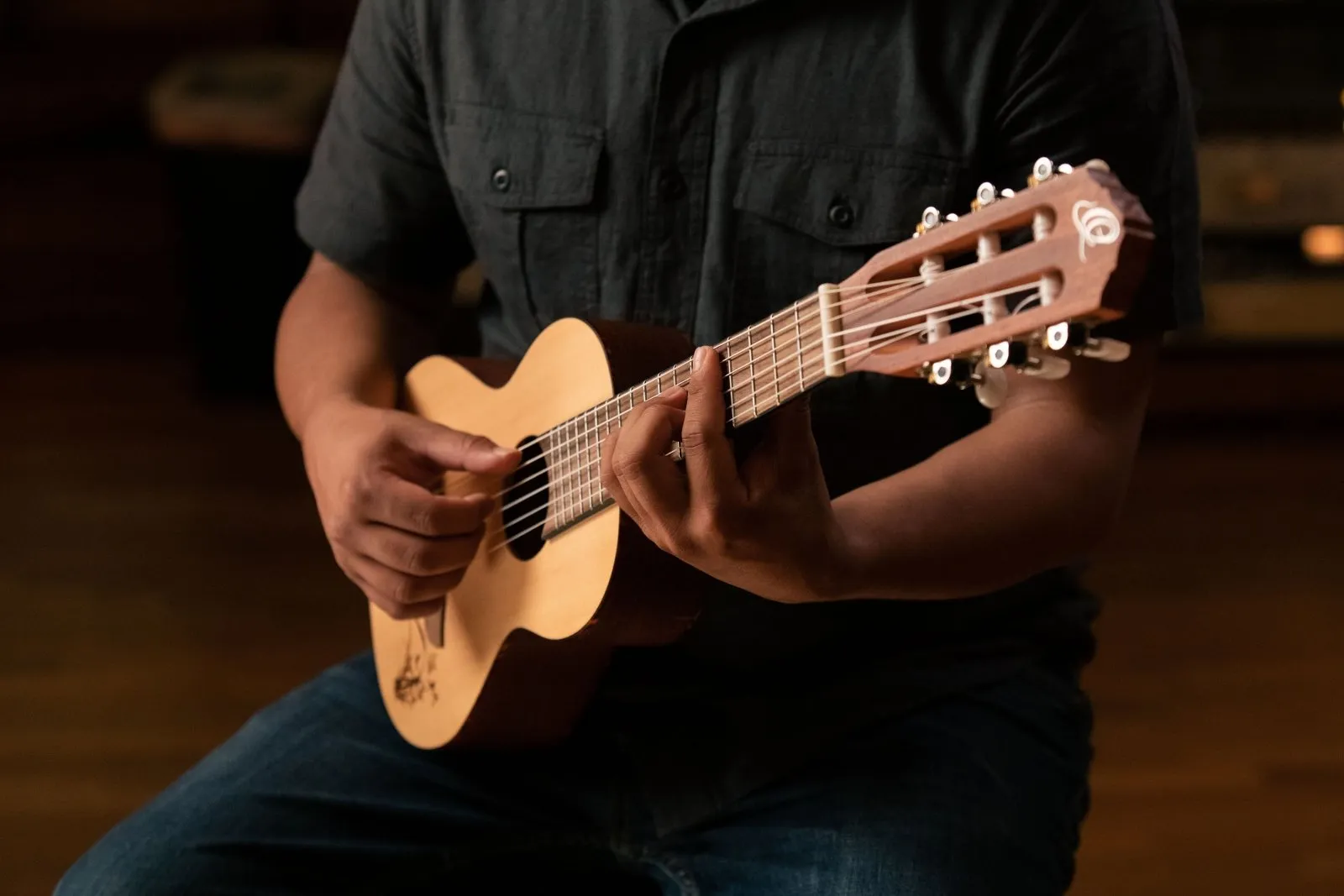 Bonfire Series Mini-Travel Guitar - Spruce / Sapele Natural Acoustic