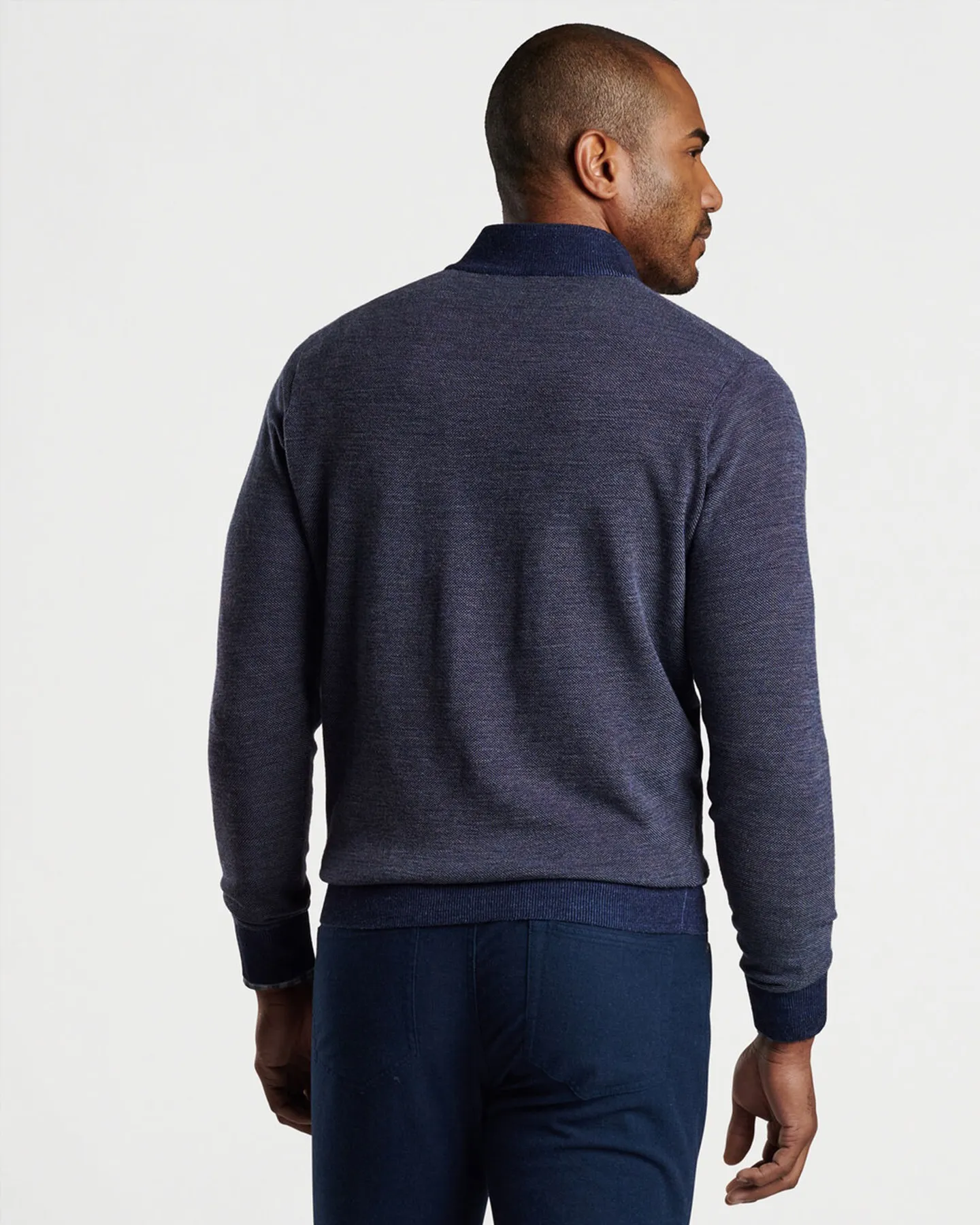 BREAKER BIRDSEYE 1/4 ZIP SWEATER - NAVY