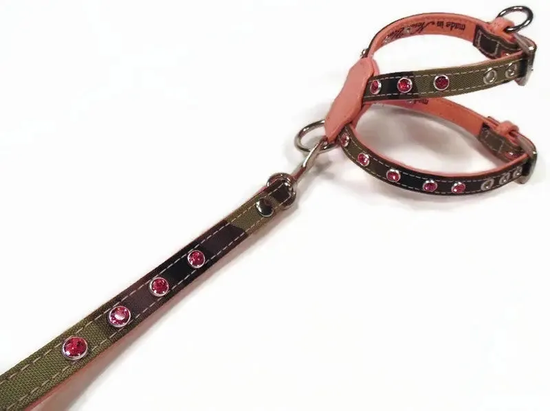 Brie Camouflage & Leather K Harness with Single Row Austrian Crystals