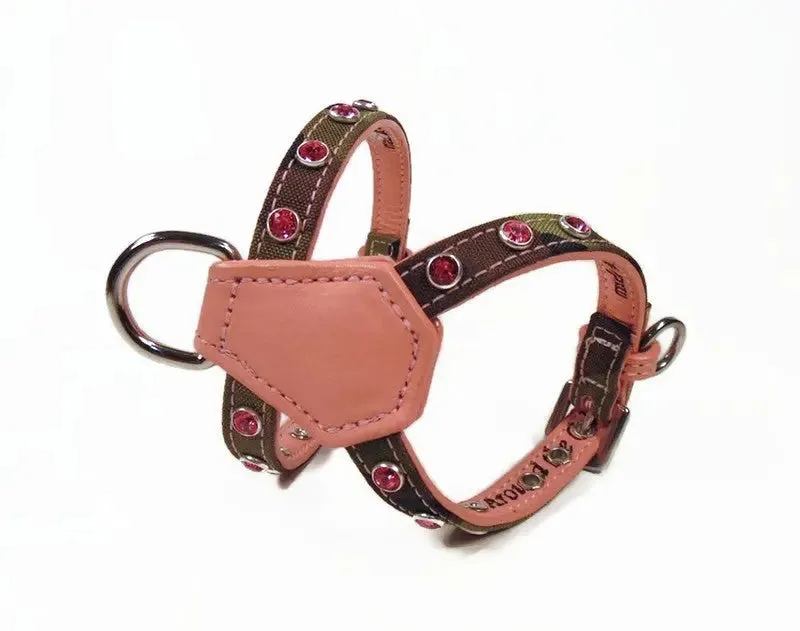 Brie Camouflage & Leather K Harness with Single Row Austrian Crystals