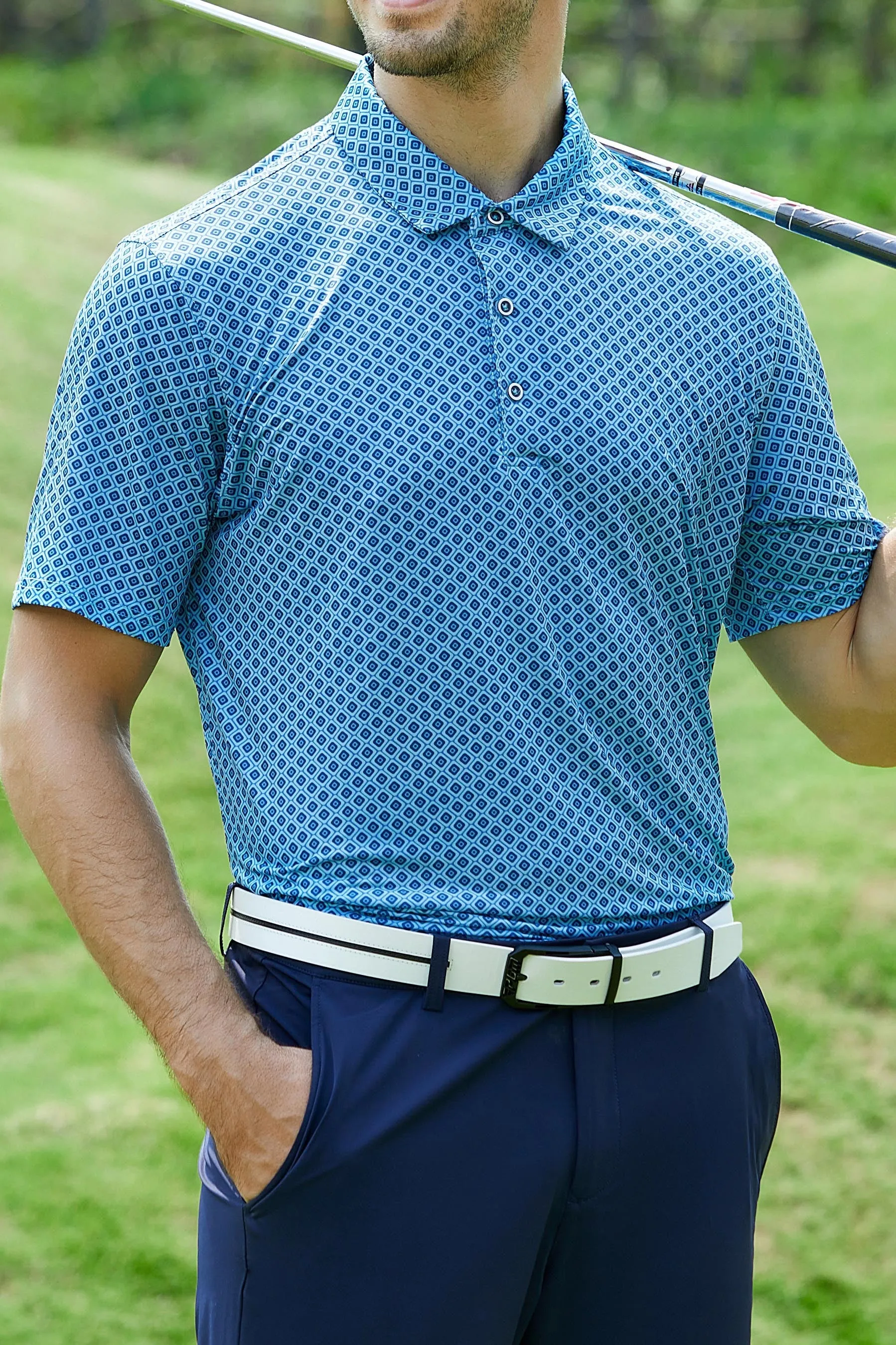 Bryer Printed Polo - Blue