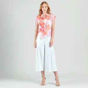 Butter Knit - Drape Neck Loop Front Top - Sunset Petals