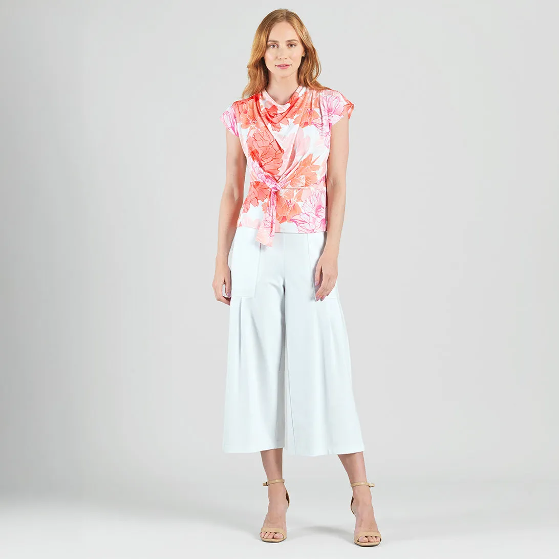Butter Knit - Drape Neck Loop Front Top - Sunset Petals