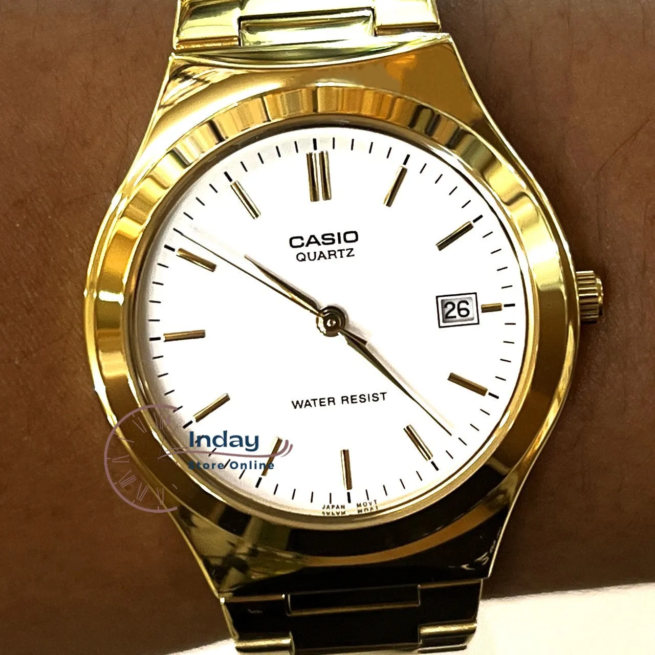 Casio Fashion Men's Watch MTP-1170N-7A Gold Plated Stainless Steel Strap Mineral Glass