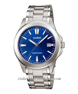 Casio Fashion Men's Watch MTP-1215A-2A2 Silver Plated Stainless Steel Band Triple-fold Clasp Mineral Glass