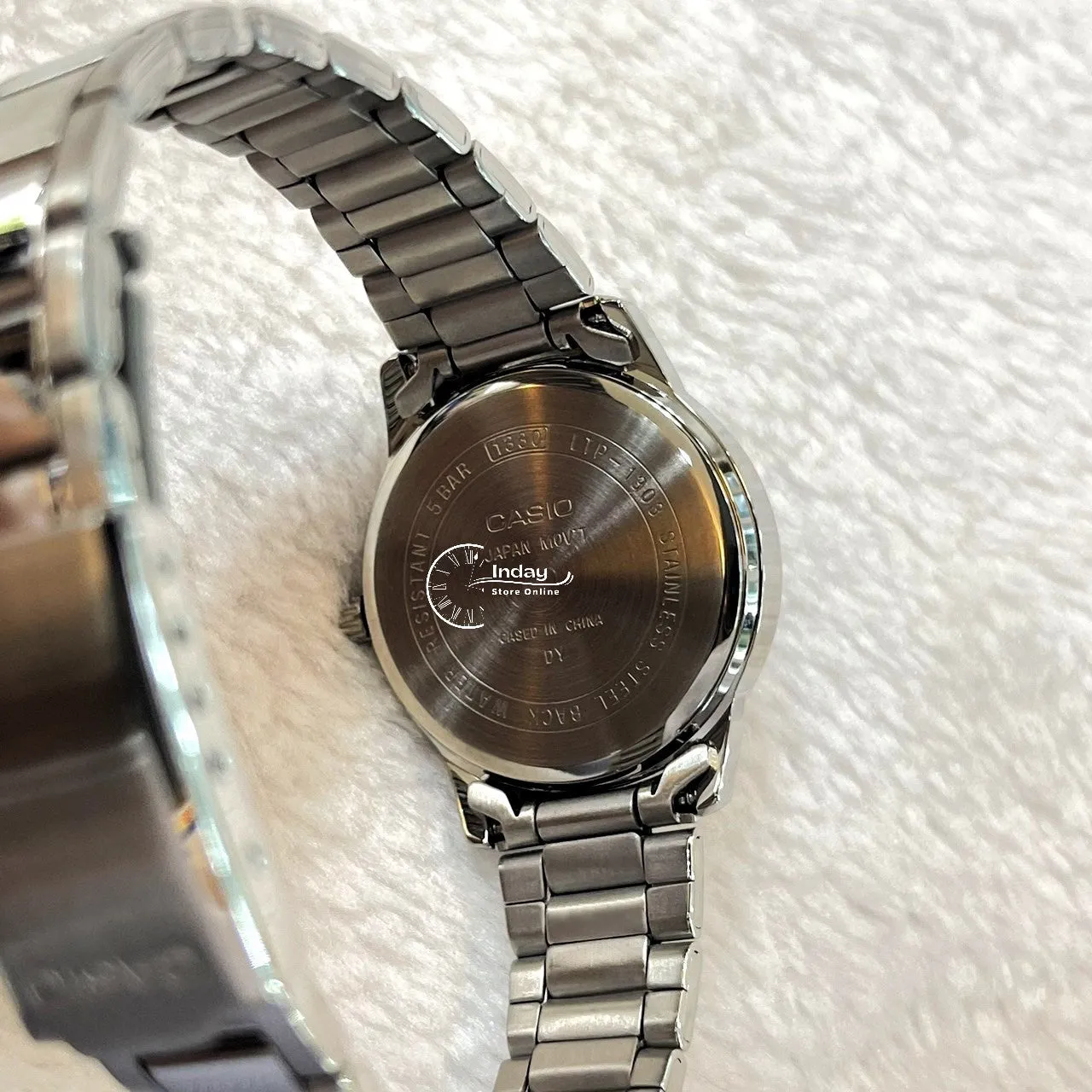 Casio Fashion Women's Watch LTP-1303D-1A Silver/Black Stainless Steel Band Mineral Glass Triple-fold Clasp